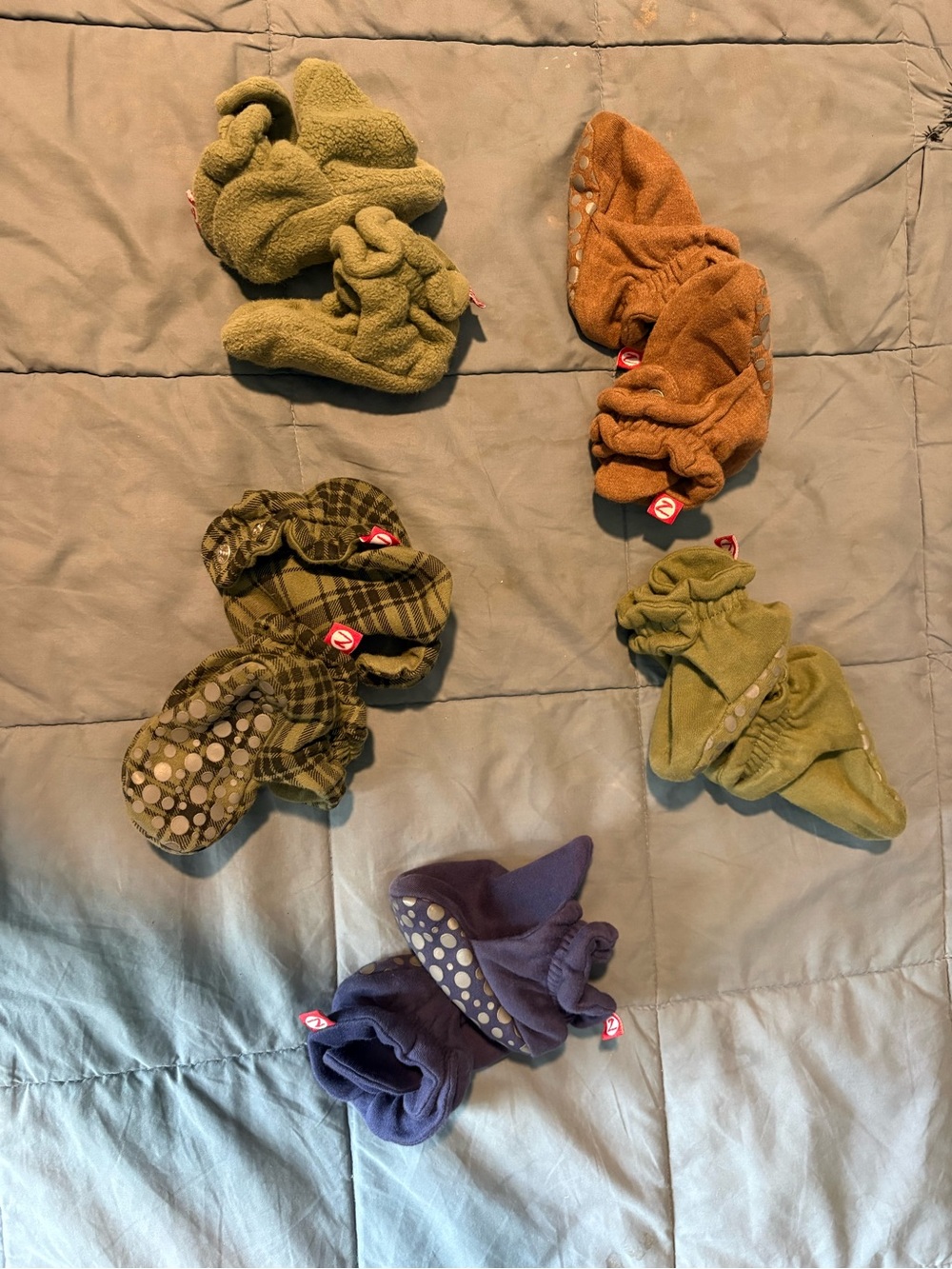 Baby boy Zutano booties, 5 pairs